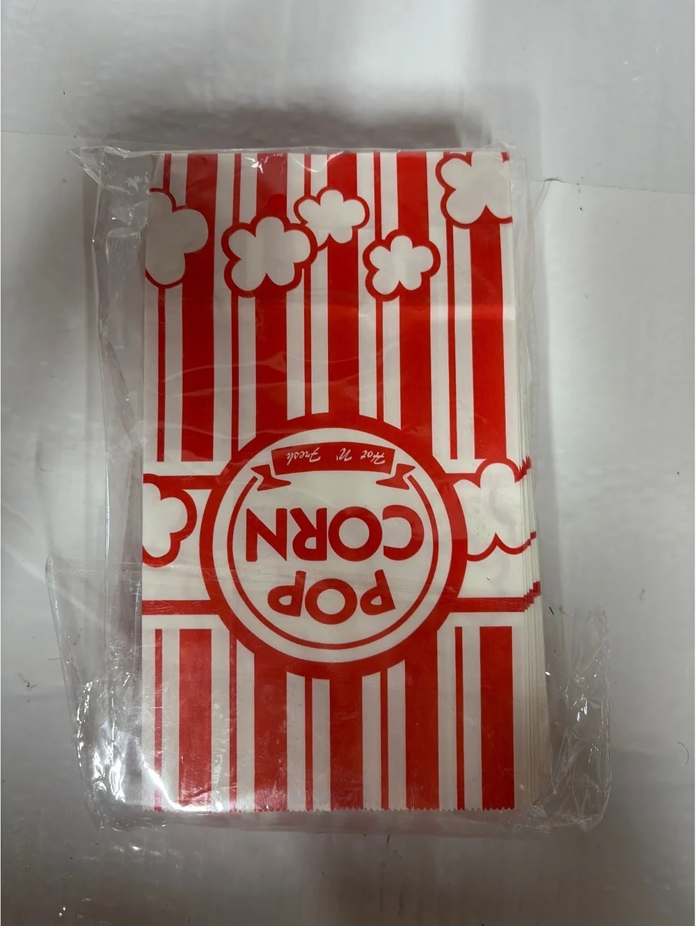 50 Pack Red and White Popcorn Bags with Flat Bottom and Leak Proof Design